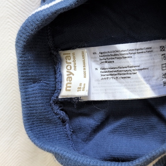 mayoral comfy blue cotton stretch pull-on lounge shorts 18 months baby boy - Picture 3 of 5